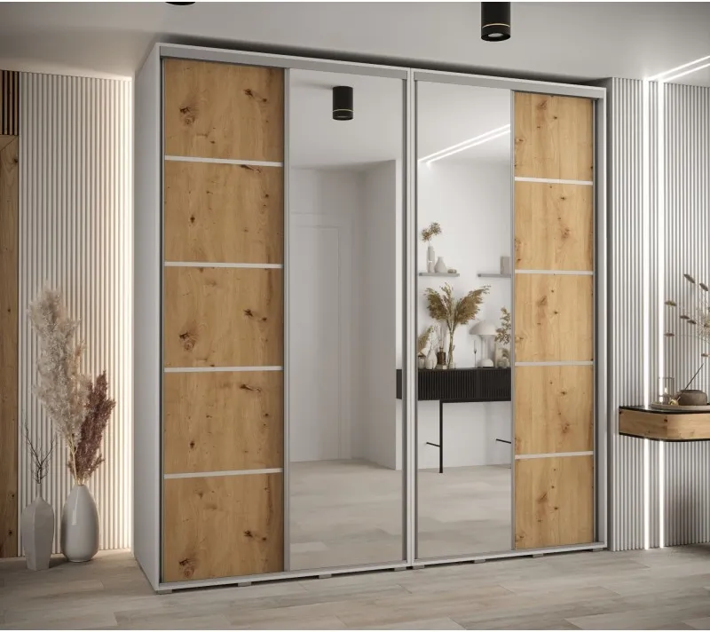Skříň s posuvnými dveřmi a zrcadlem Davos 5 230, hloubka 60 cm