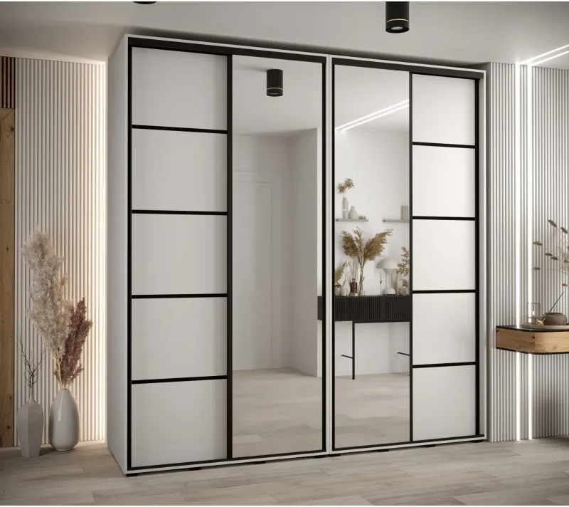 Skříň s posuvnými dveřmi a zrcadlem Davos 5 230, hloubka 60 cm