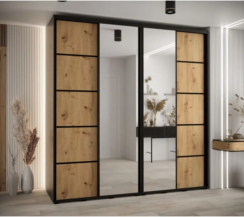 Skříň s posuvnými dveřmi a zrcadlem Davos 5 230, hloubka 60 cm