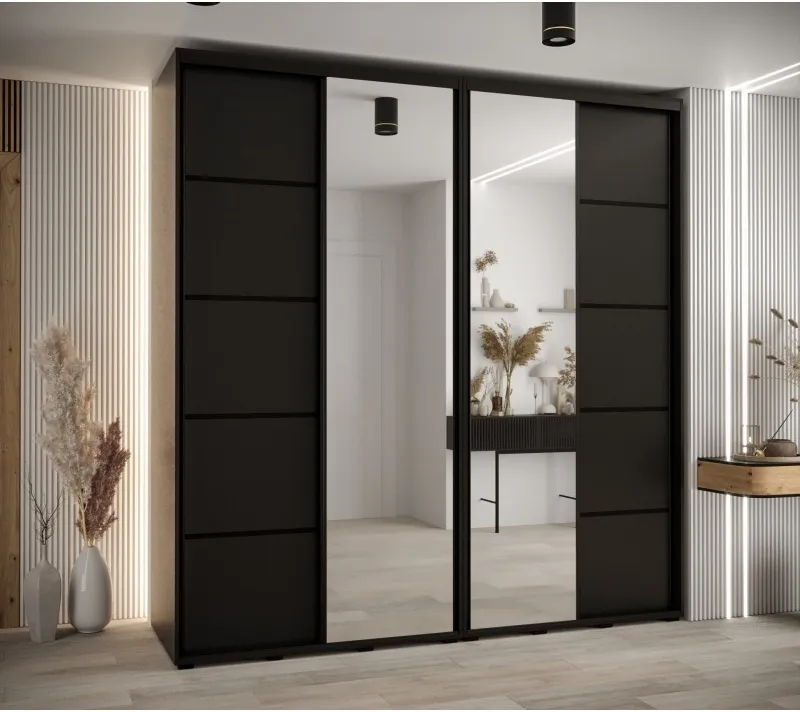 Skříň s posuvnými dveřmi a zrcadlem Davos 5 230, hloubka 60 cm