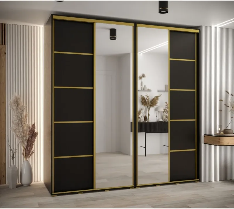 Skříň s posuvnými dveřmi a zrcadlem Davos 5 230, hloubka 60 cm