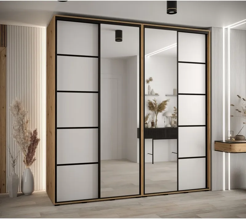 Skříň s posuvnými dveřmi a zrcadlem Davos 5 230, hloubka 60 cm