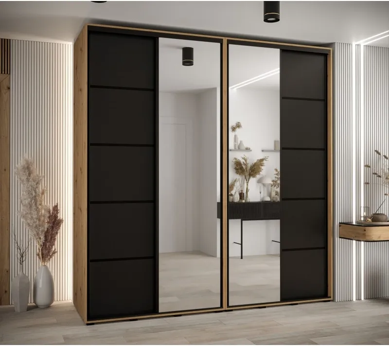 Skříň s posuvnými dveřmi a zrcadlem Davos 5 230, hloubka 60 cm
