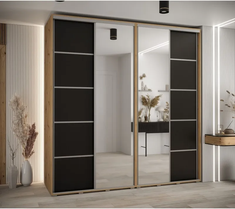 Skříň s posuvnými dveřmi a zrcadlem Davos 5 230, hloubka 60 cm