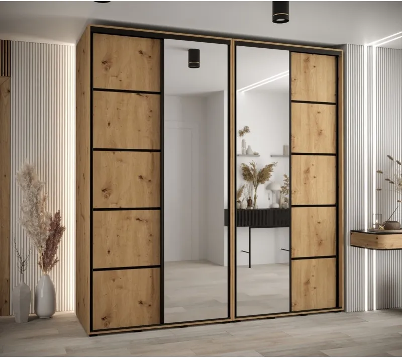 Skříň s posuvnými dveřmi a zrcadlem Davos 5 230, hloubka 60 cm