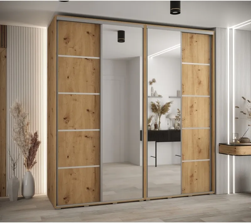 Skříň s posuvnými dveřmi a zrcadlem Davos 5 230, hloubka 60 cm