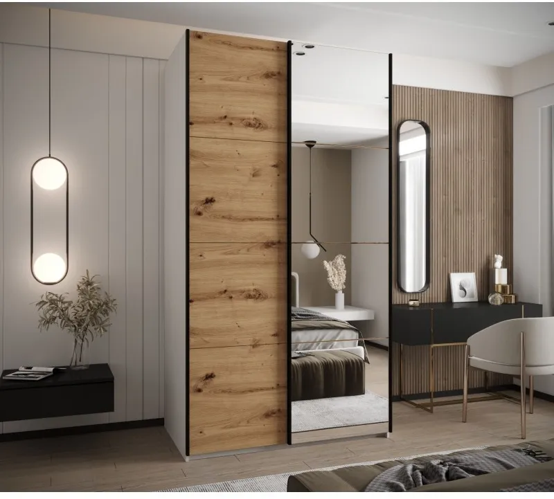 Šatní skříň s posuvnými dveřmi se zrcadlem Lux 3 130