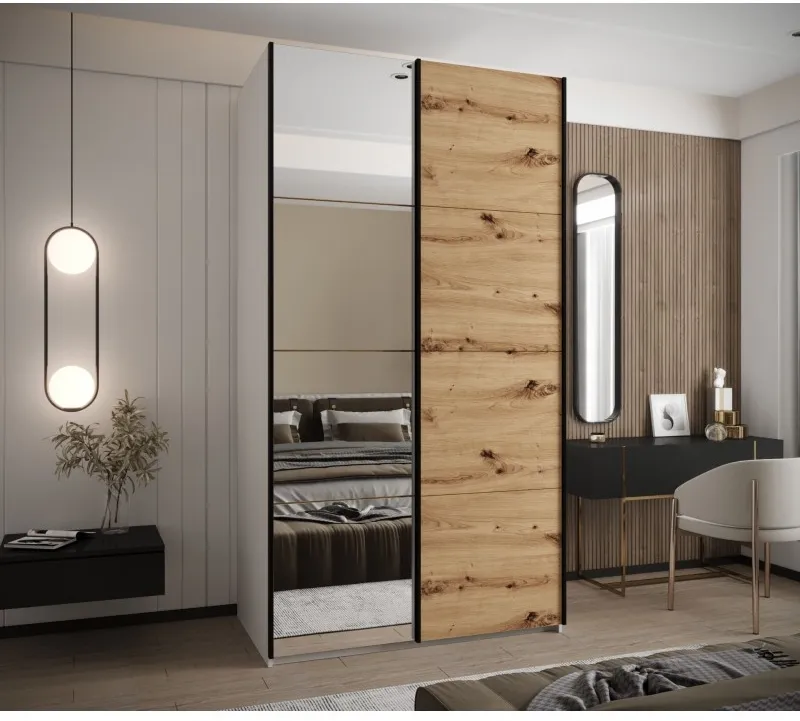 Šatní skříň s posuvnými dveřmi se zrcadlem Lux 3 130