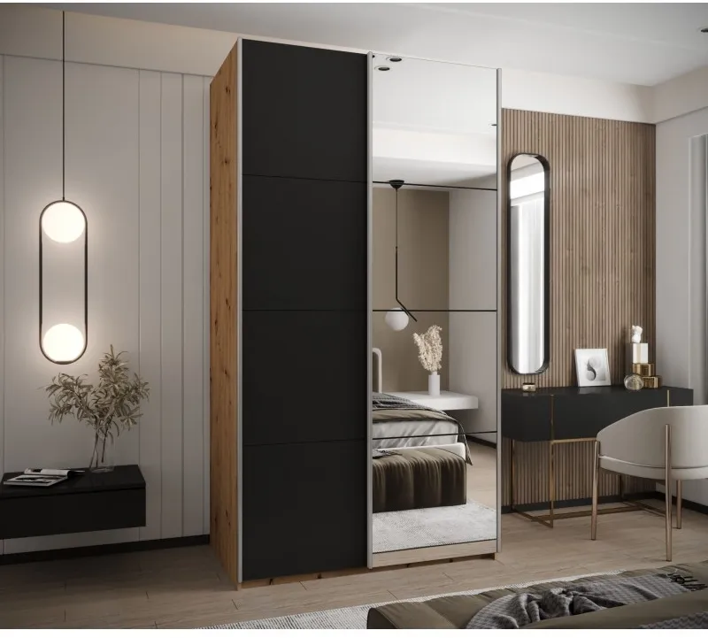 Šatní skříň s posuvnými dveřmi se zrcadlem Lux 3 130