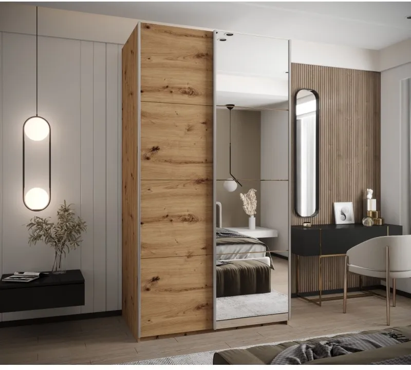 Šatní skříň s posuvnými dveřmi se zrcadlem Lux 3 130