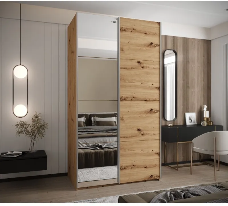 Šatní skříň s posuvnými dveřmi se zrcadlem Lux 3 130
