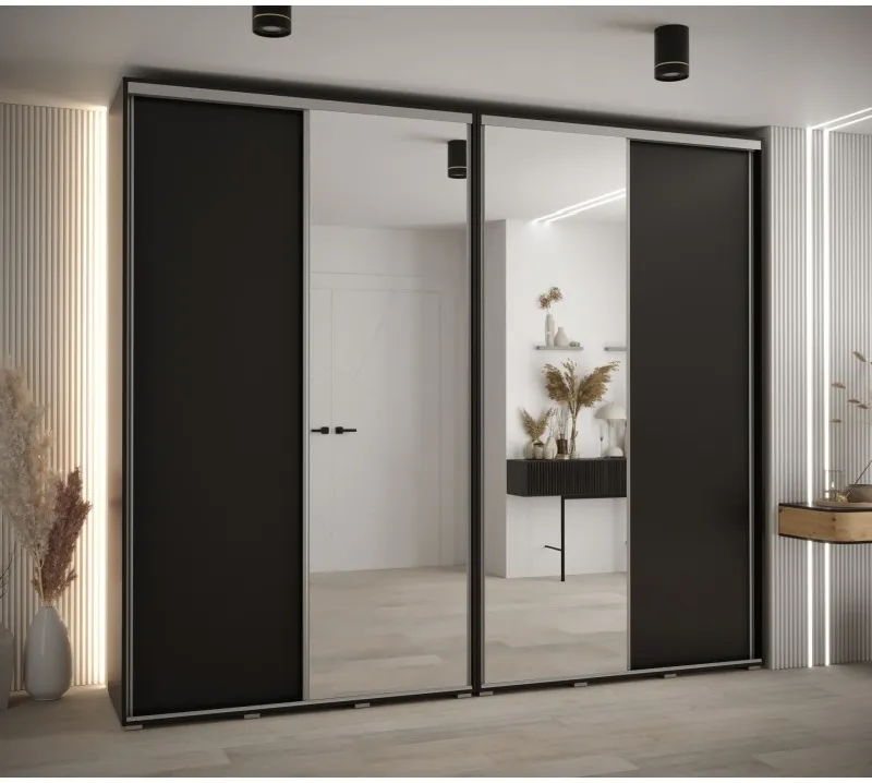 Posuvná skriňa so zrkadlom vysoká Davos 3 280 hĺbka 45 cm