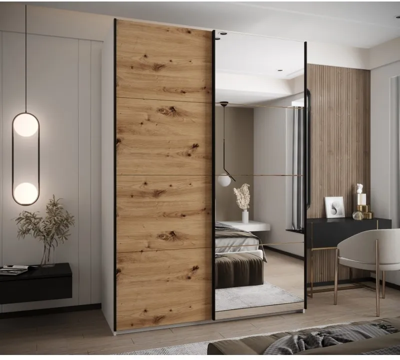 Šatní skříň s posuvnými dveřmi se zrcadlem Lux 3 180