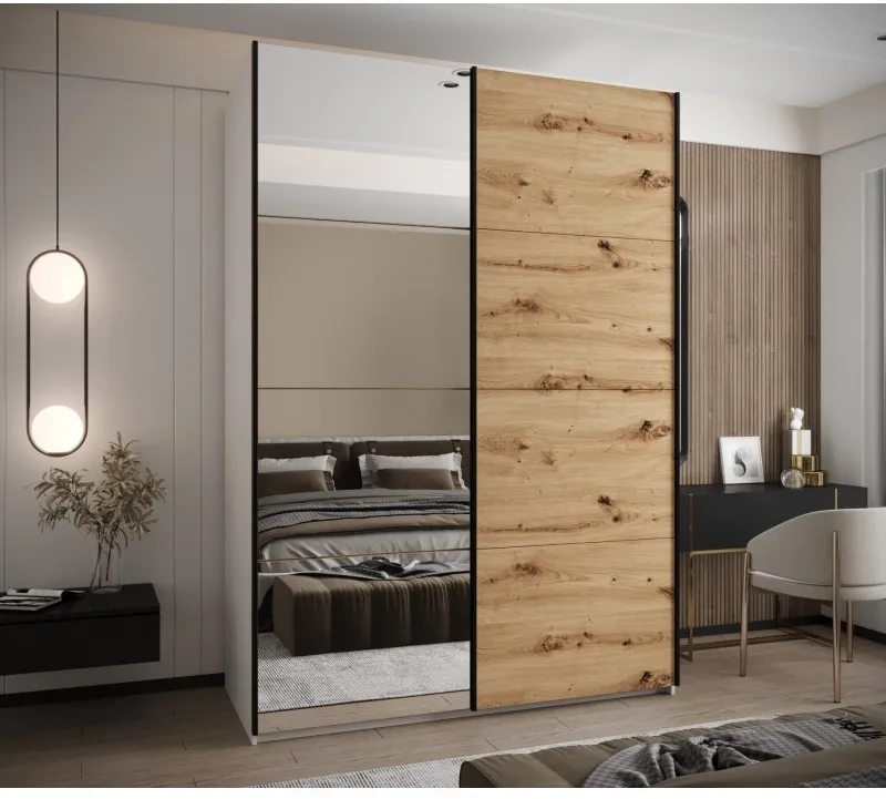 Šatní skříň s posuvnými dveřmi se zrcadlem Lux 3 180