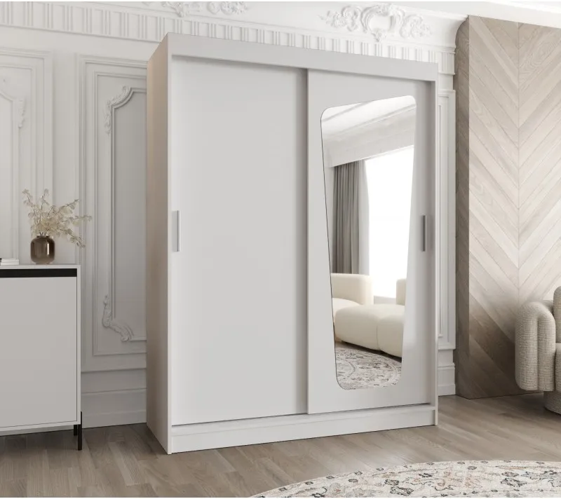 Šatní skříň s posuvnými dveřmi se zrcadlem Moka 150 cm