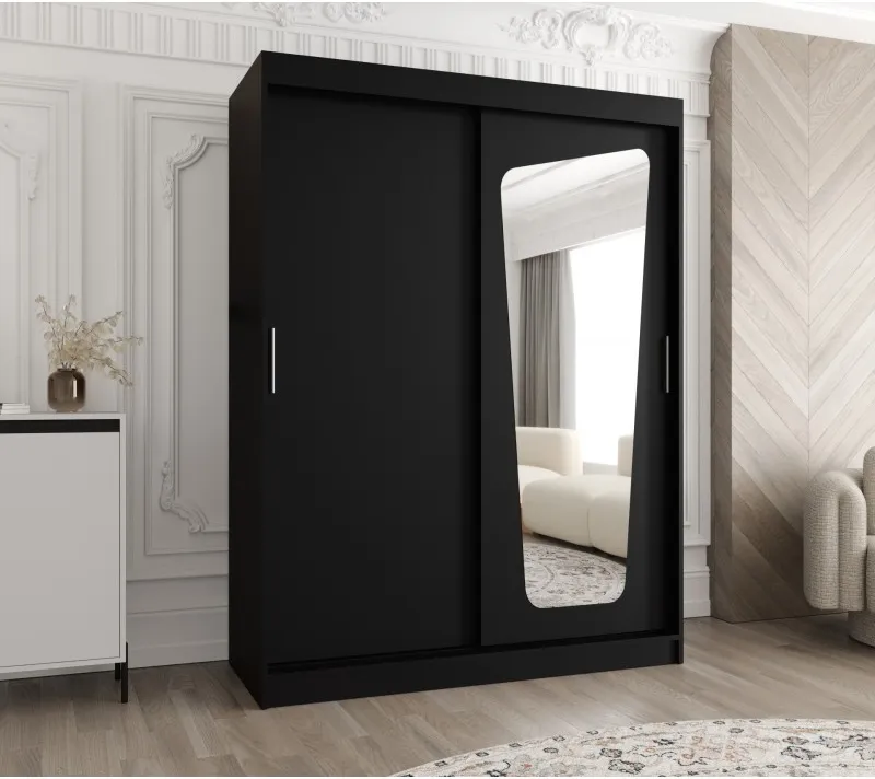 Šatní skříň s posuvnými dveřmi se zrcadlem Moka 150 cm