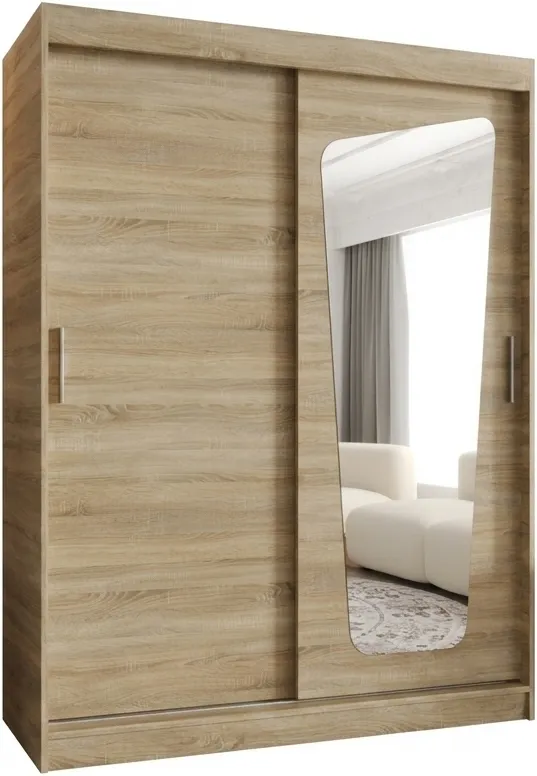 Šatní skříň s posuvnými dveřmi se zrcadlem Moka 150 cm