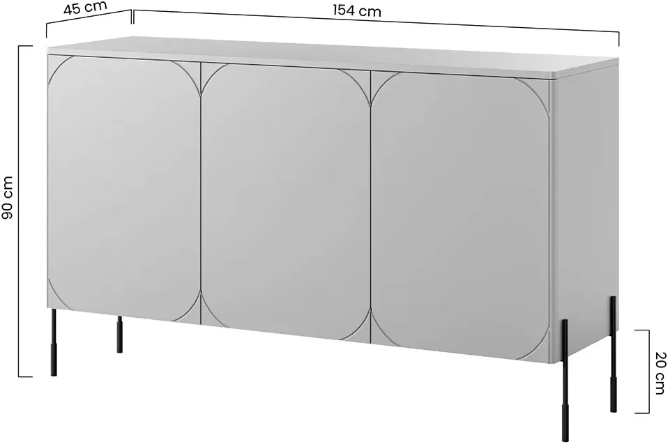 Komoda trzydrzwiowa z półkami Sonatia 150 cm