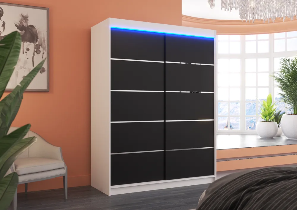 Šatní skříň s posuvnými dveřmi s LED osvětlením Luft 150