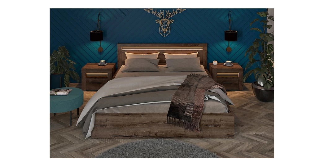Velká postel 160 s úložným prostorem a zvedacím roštem do ložnice Baylar