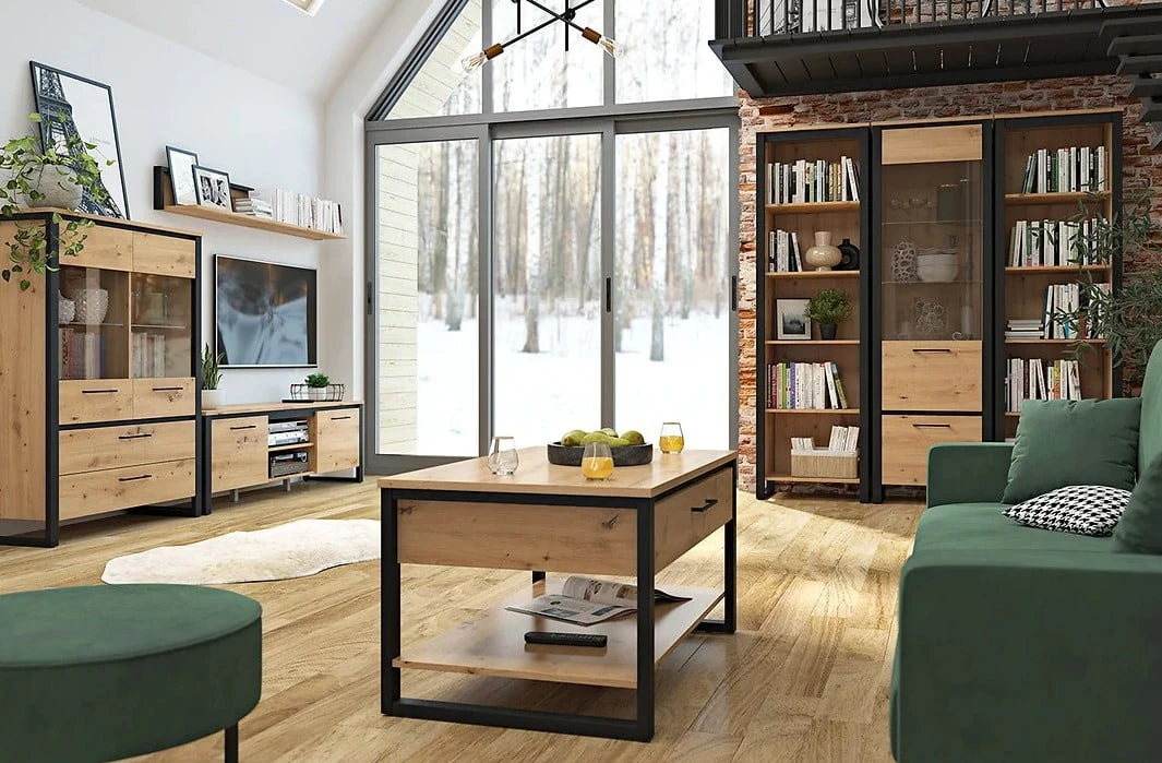 Moderní dvoudveřový TV stolek s otevřenými výklenky do obývacího pokoje Dodson
