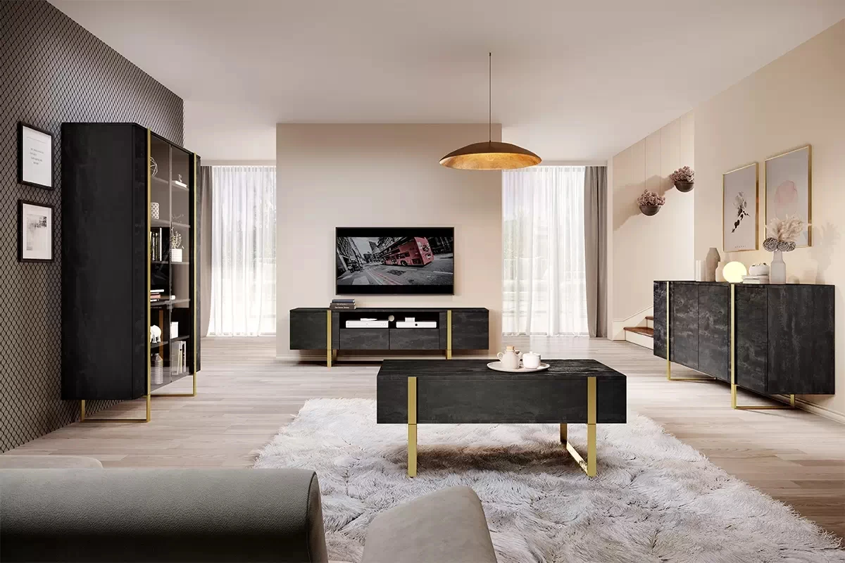 Elegantní TV stolek na kovových rámech do obývacího pokoje Verio 200