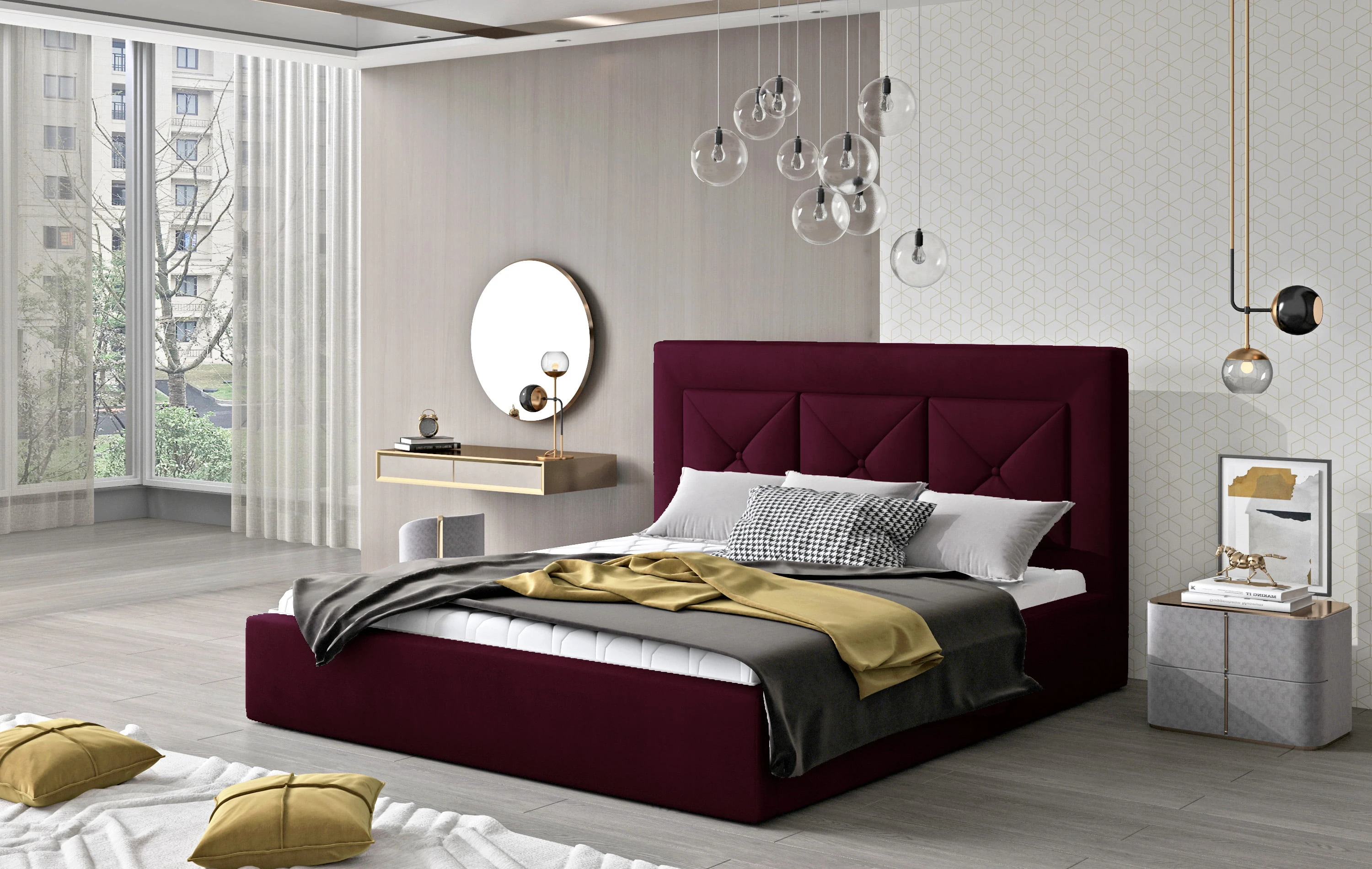 Čalouněná postel do ložnice 160 Cloe (dřevěný rošt)