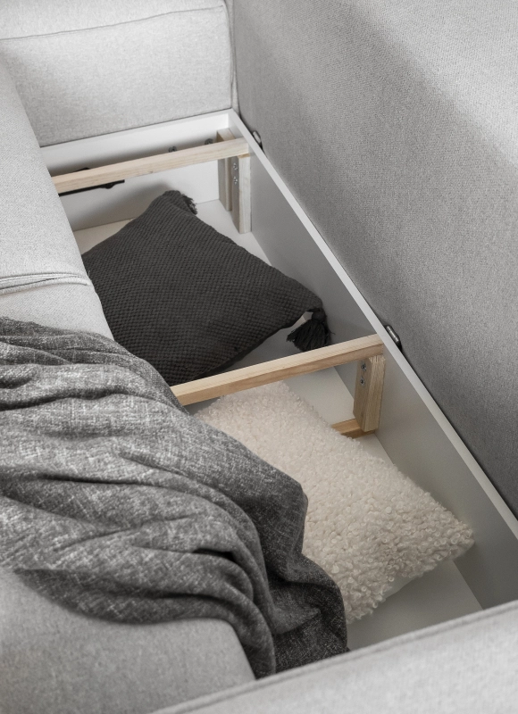 Rohová sedací souprava pravá pro každodenní spaní s úložným prostorem na lůžkoviny Silla 