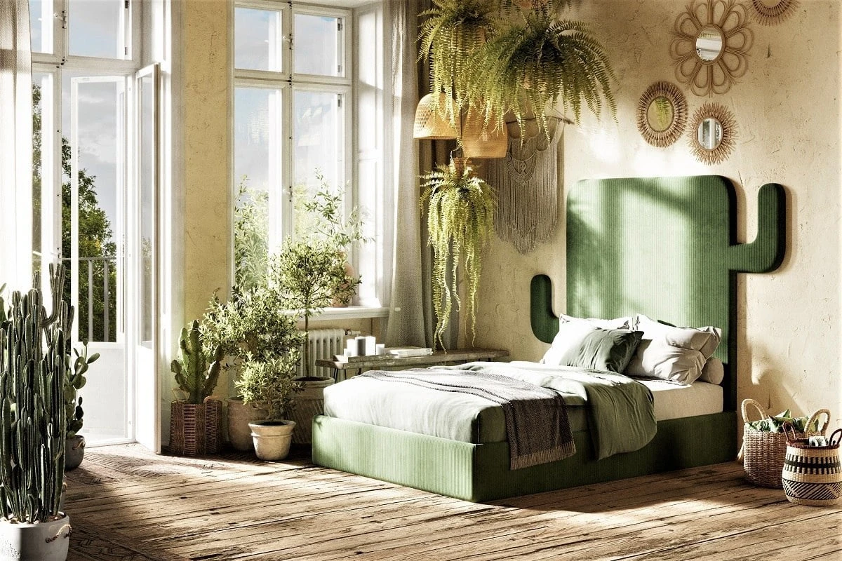 Extravagantní čalouněná postel do ložnice 160 Cactus