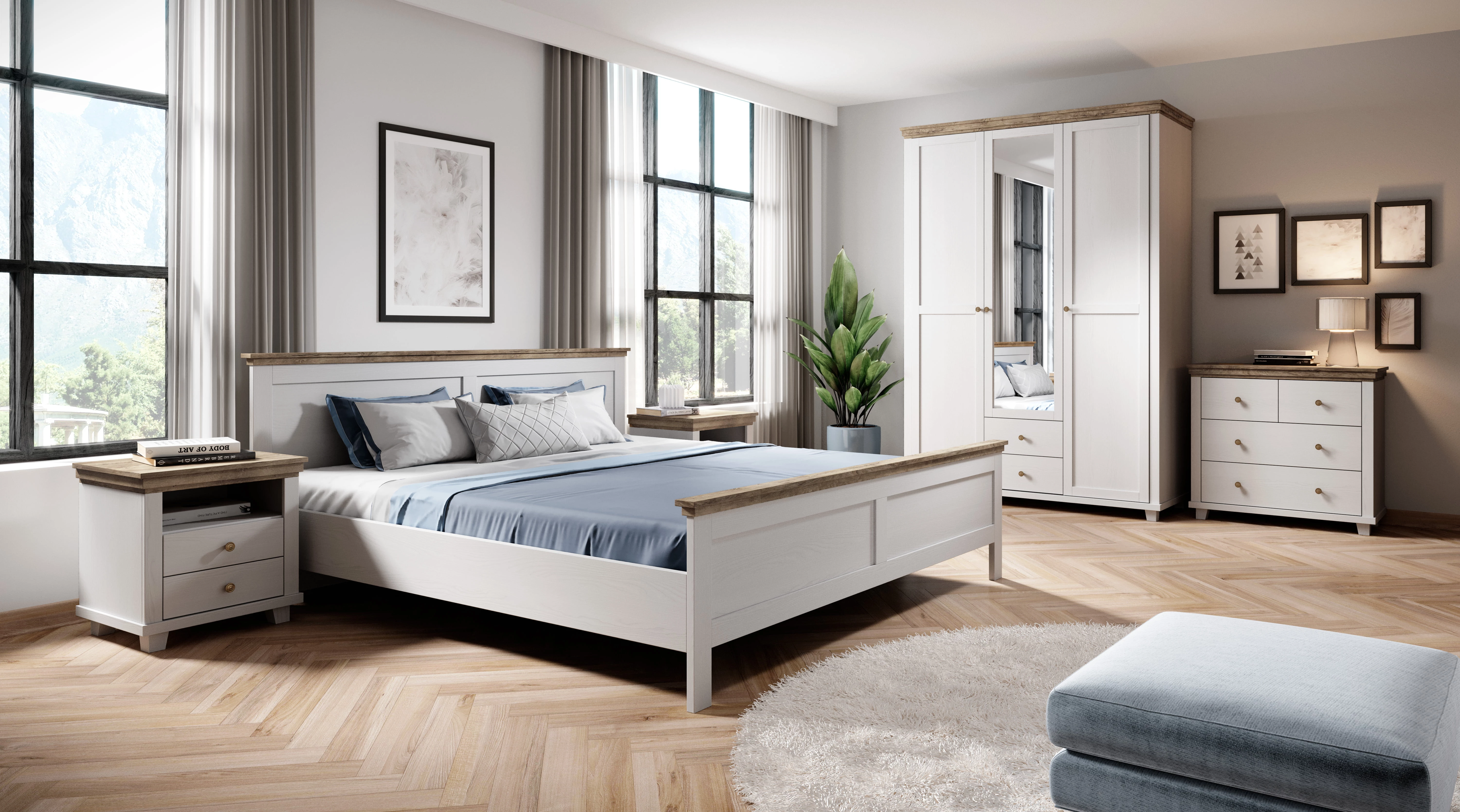 Módní a pohodlná postel 180 v klasickém stylu do ložnice Evora