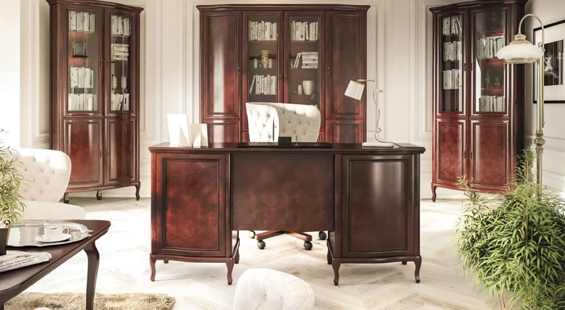 Elegantní psací stůl v klasickém stylu se skříňkou a zásuvkami do kanceláře Gerard