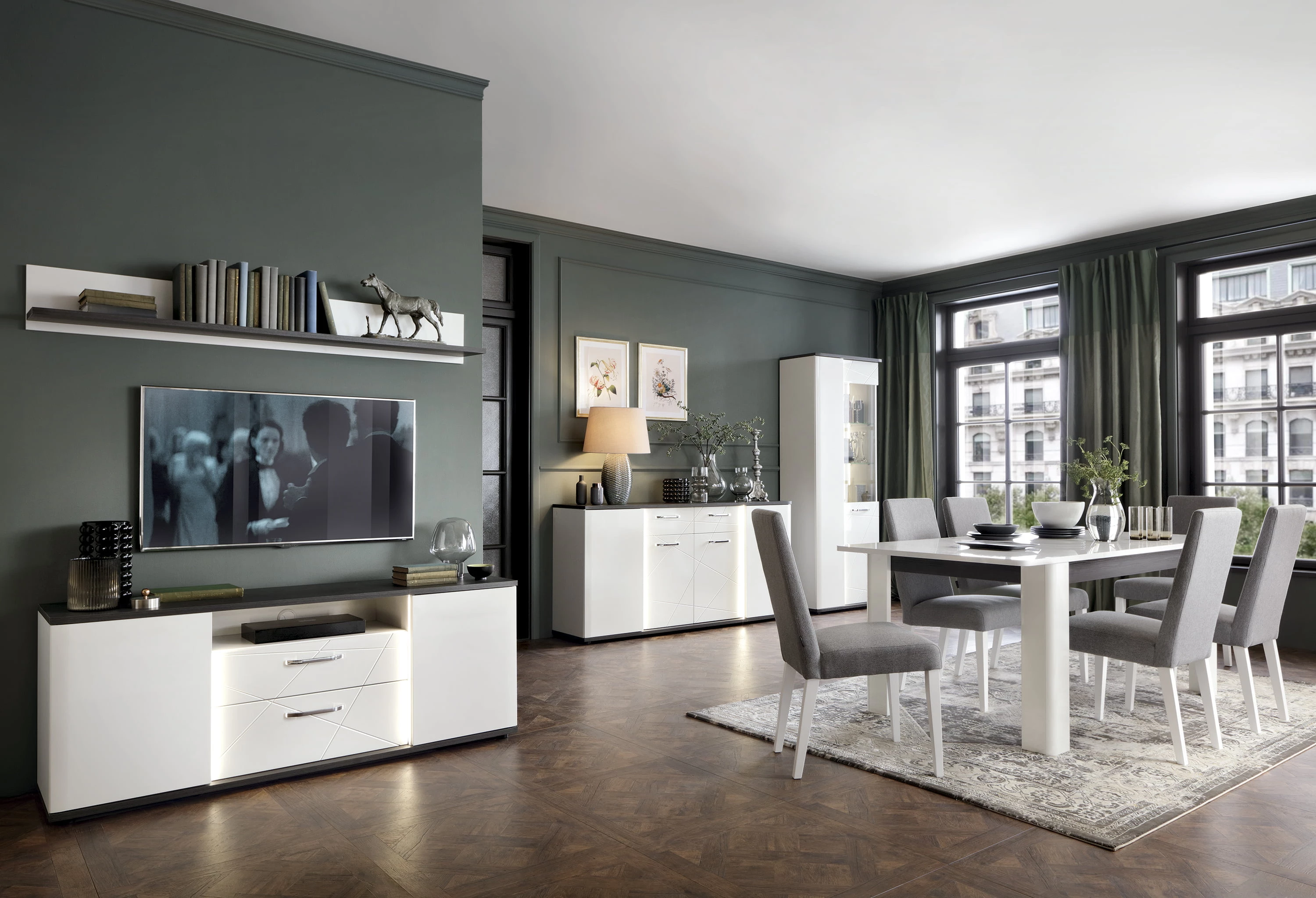 Moderní 2-dvířková vitrína levá do obývacího pokoje a jídelny Venezia