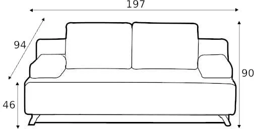 Sofa Oslo z funkcją spania typu DL i pojemnikiem na pościel