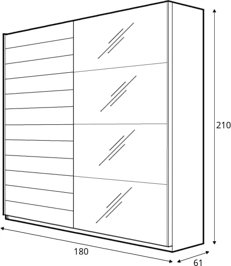 Skříň 180 Beta se zrcadlem