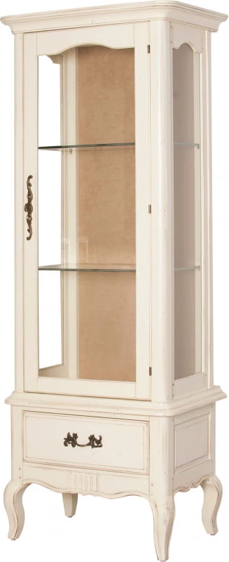 Elegantní prosklená vitrína se zásuvkou na vysokých nožkách do obývacího pokoje Verona