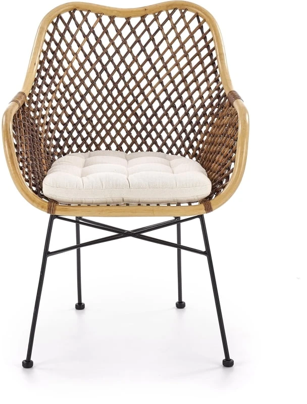 Ratanowe krzesło z tapicerowanym siedziskiem K-336