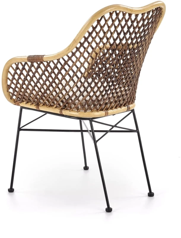 Ratanowe krzesło z tapicerowanym siedziskiem K-336