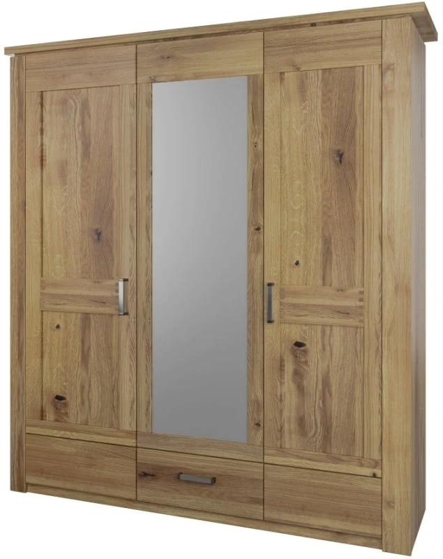 Pojemna szafa trzydrzwiowa z szufladą i lustrem do sypialni Fontana