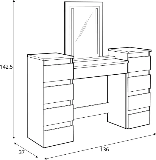 Toaletka Megan 2X4S