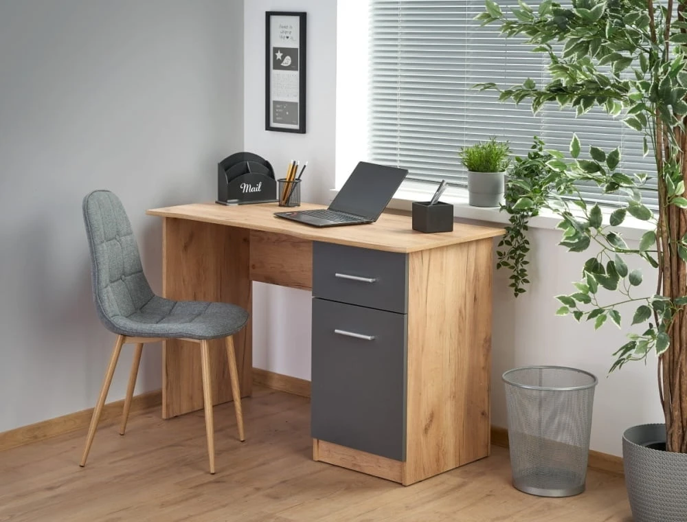 Jednodveřový psací stůl se skříňkou a zásuvkou do kanceláře nebo pracovny Elmo
