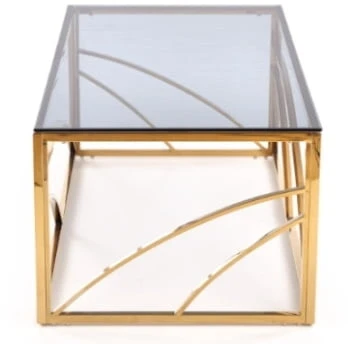 Designérský obdélníkový konferenční stolek Universe do obývacího pokoje kouřené sklo-zlatý
