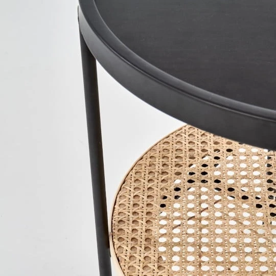 Kavový stolek do obývacího pokoje přírodní ratan s černou