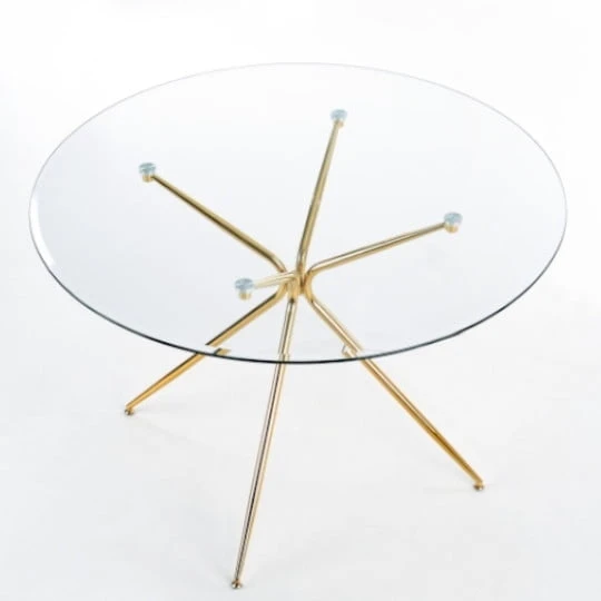 Okrągły stolik Rondo do jadalni i salonu bezbarwny-złoty