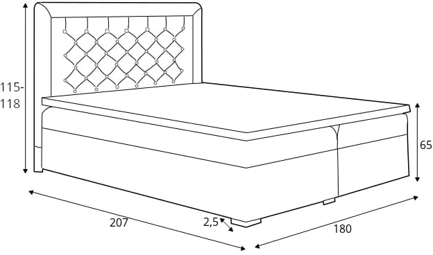 Postel boxspring 180 Glamour