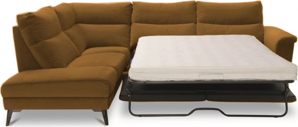 Rohová sedací souprava pro každodenní spaní s matrací a úložným prostorem na lůžkoviny Verbena