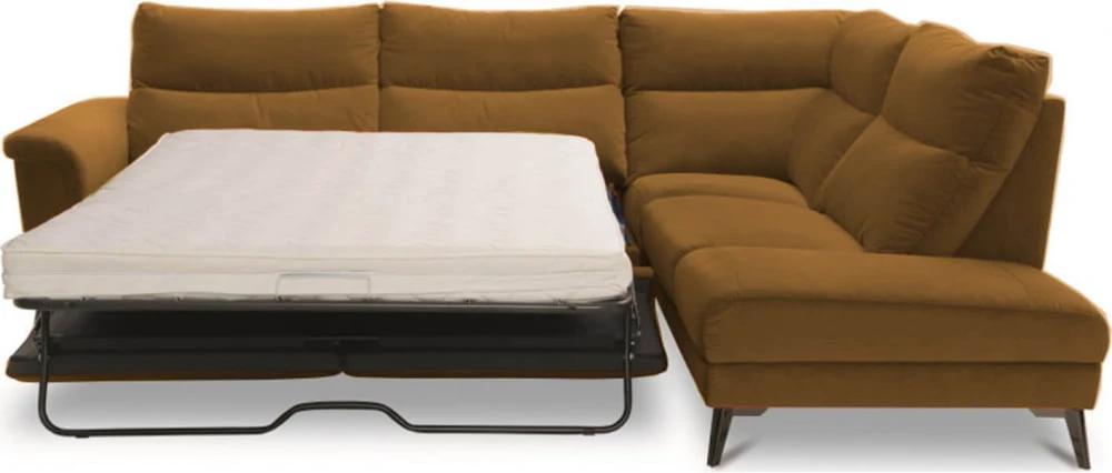 Rohová sedací souprava pro každodenní spaní s matrací a úložným prostorem na lůžkoviny Verbena