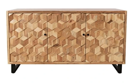 Drewniana komoda z półkami do salonu Avola 3D