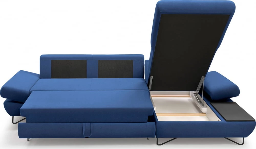 Rohová sedací souprava Loft pravá s funkcí spaní, úložným prostorem a opěrkou hlavy