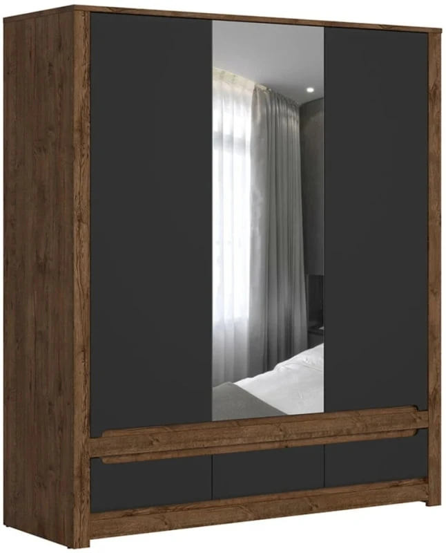 Pojemna szafa do sypialni z szufladami i drzwiami z lustrem Ruso