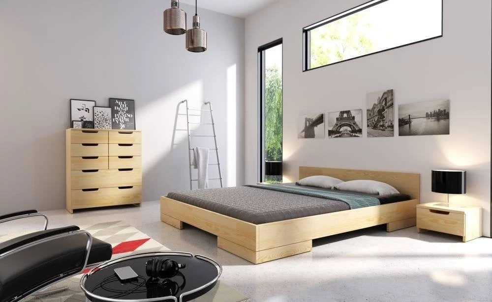 Łóżko drewniane sosnowe do sypialni Spectrum 140 niskie 